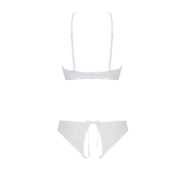 Комплект: бра, трусики з ажурним декором та відкритим кроком Ursula Set white L/XL — Passion