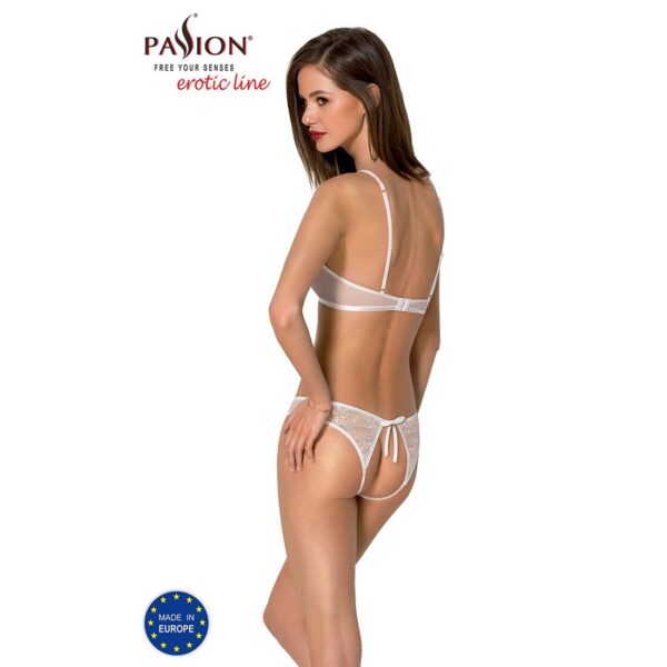 Комплект: бра, трусики з ажурним декором та відкритим кроком Ursula Set white L/XL — Passion