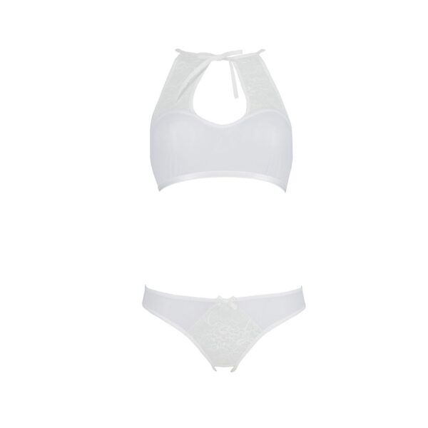 Комплект: бра, трусики з ажурним декором та відкритим кроком Ursula Set white L/XL — Passion