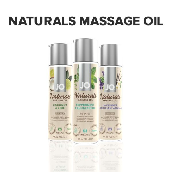 Масажна олія System JO - Naturals Massage Oil - Peppermint & Eucalyptus з натуральними ефірними олія