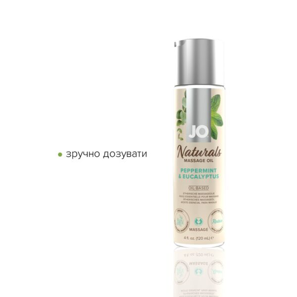 Масажна олія System JO - Naturals Massage Oil - Peppermint & Eucalyptus з натуральними ефірними олія