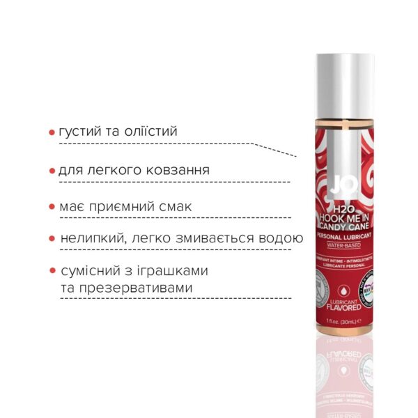 Лубрикант на водній основі System JO H2O – Candy Cane без цукру, рослинний гліцерин (30 мл)