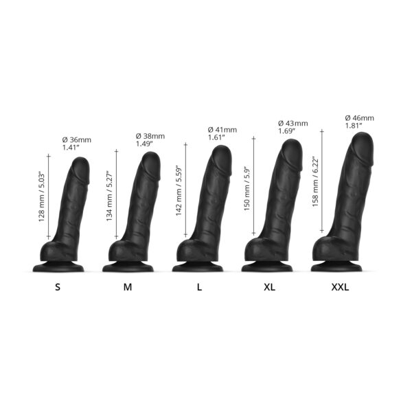 Реалістичний фалоімітатор Strap-On-Me Sliding Skin Realistic Dildo Black - S, ефект рухливої шкіри