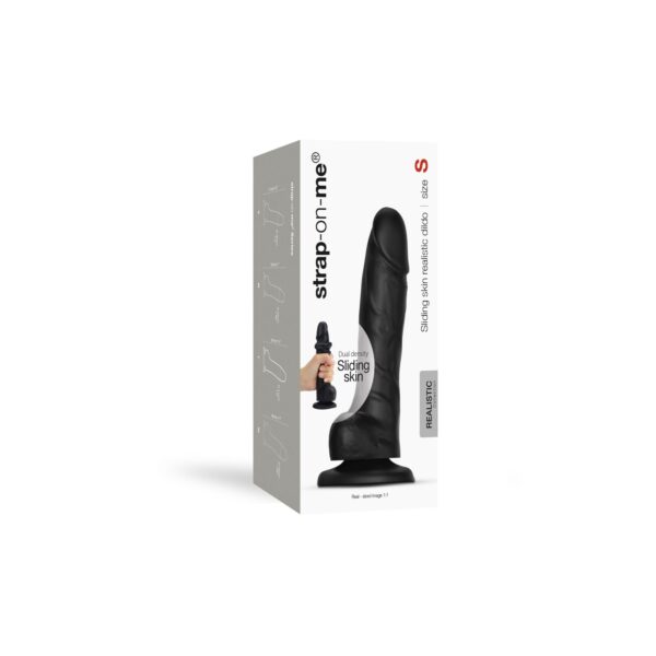 Реалістичний фалоімітатор Strap-On-Me Sliding Skin Realistic Dildo Black - S, ефект рухливої шкіри