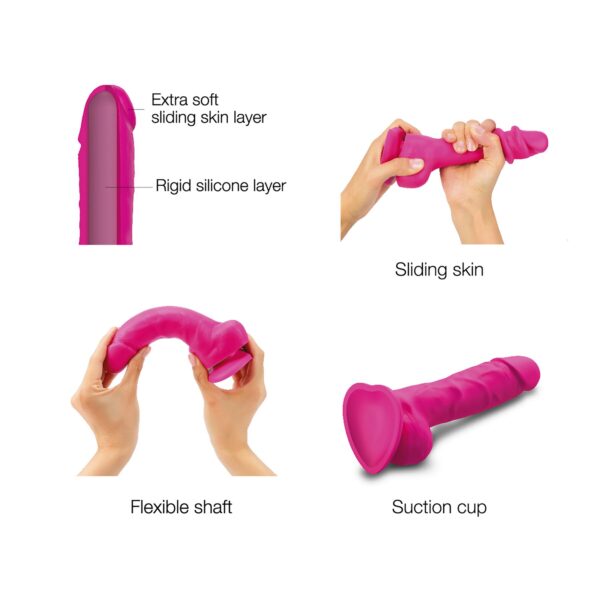 Реалістичний фалоімітатор Strap-On-Me Sliding Skin Realistic Dildo Fuchsia - L, ефект рухливої шкіри