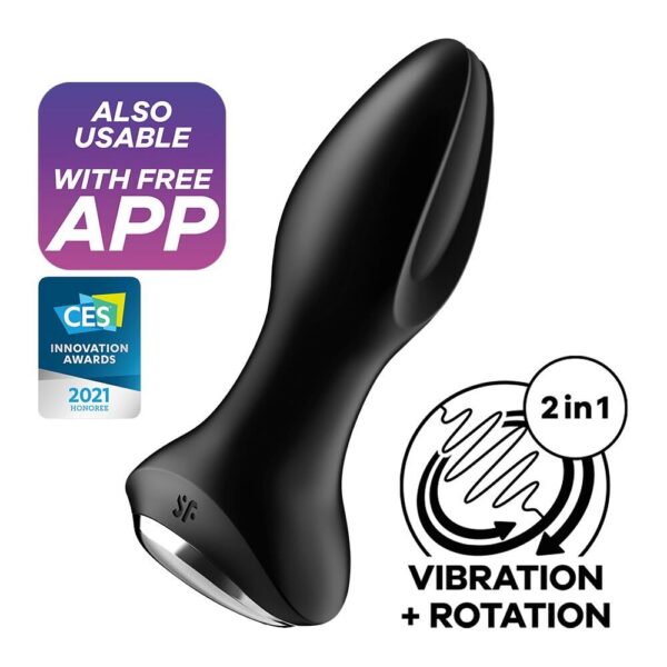 Анальна смарт вібропробка із перлинним масажем Satisfyer Rotator Plug 2+ Black