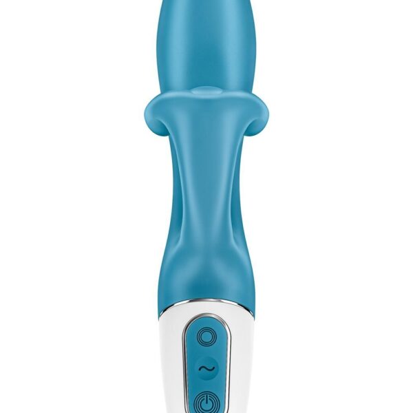 Вібратор-кролик із потрійним відростком Satisfyer Embrace me Turquoise, 2 мотори, діаметр 3,6 см