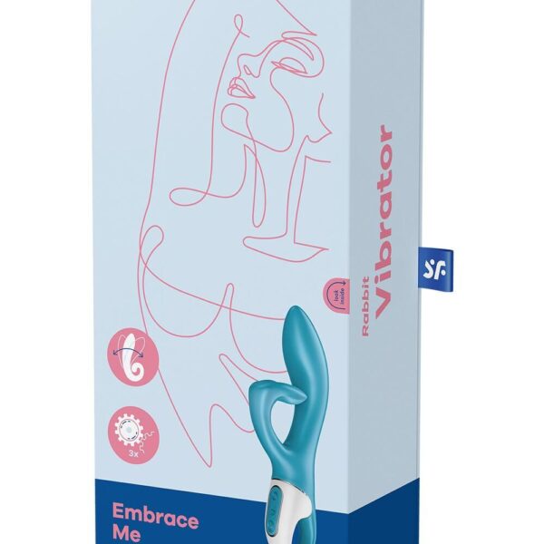 Вібратор-кролик із потрійним відростком Satisfyer Embrace me Turquoise, 2 мотори, діаметр 3,6 см