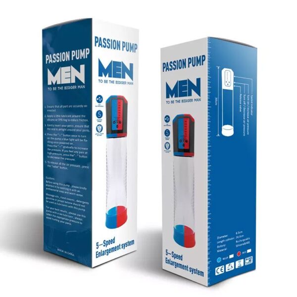 Автоматична вакуумна помпа Men Powerup Passion Enlargement system Blue, перезаряджувана, 5 режимів