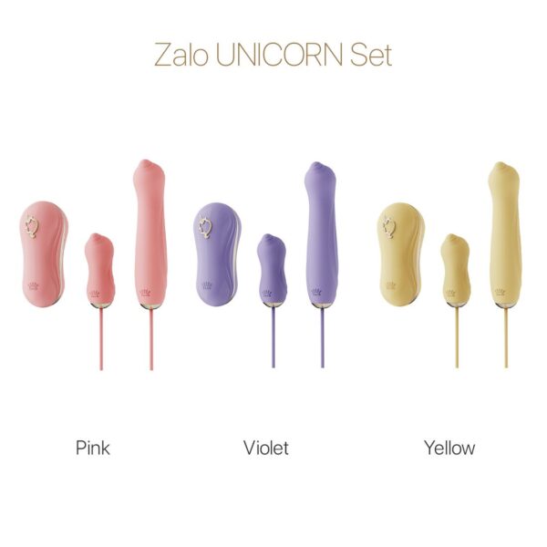 Набір 3в1 Zalo — UNICORN Set Yellow, віброяйце, пульсатор, вакуумний стимулятор