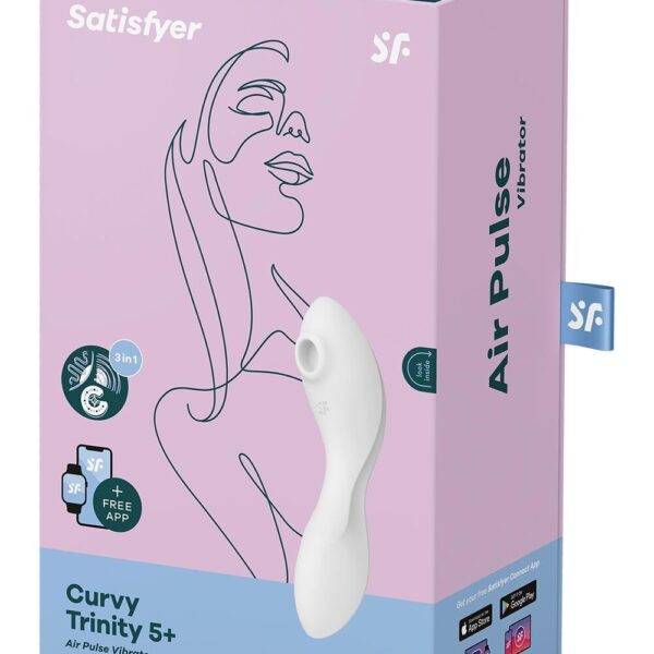 Вакуумний смарт-стимулятор із вібрацією Satisfyer Curvy Trinity 5 (White), керування зі смартфона