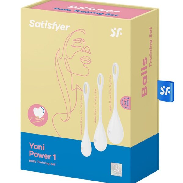 Набір йоні намистин Satisfyer Yoni Power 1 White, діаметр 2-2,5-3см, вага 22-46-74гр