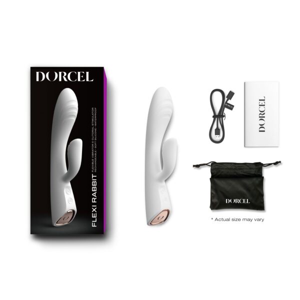 Вібратор-кролик з підігрівом Dorcel FLEXI RABBIT WHITE, гнучкий стовбур