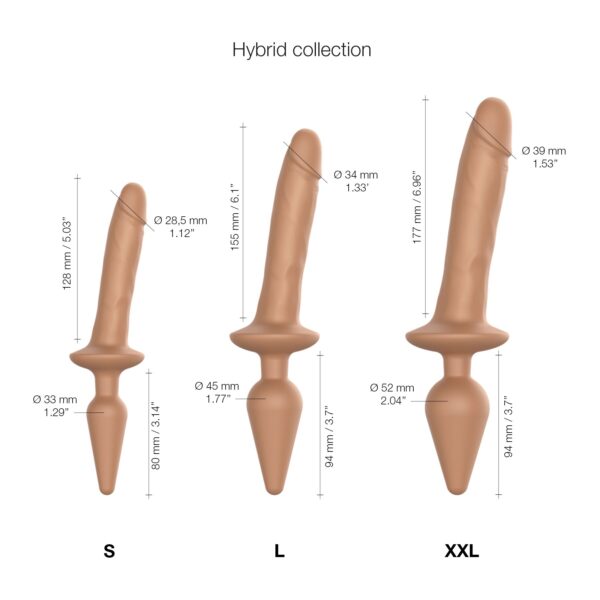 Анальна пробка з дилдо 2в1 Strap-On-Me SWITCH PLUG-IN REALISTIC DILDO Caramel S, діаметр 3,3/2,9 см