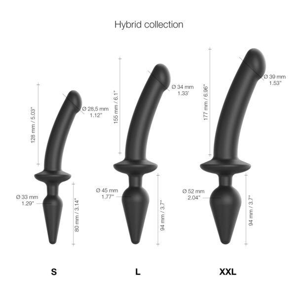 Анальна пробка з дилдо 2в1 Strap-On-Me SWITCH PLUG-IN DILDO Black XXL, діаметр 5,2/3,9 см