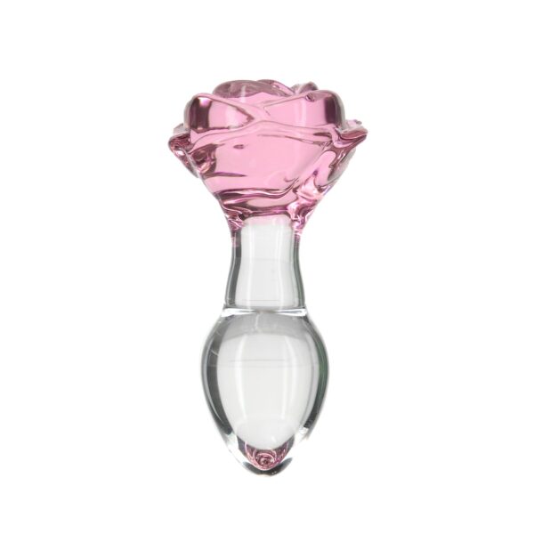 Скляна анальна пробка Pillow Talk Rosy Luxurious Glass Anal Plug, ⌀3,3 см, віброкуля в подарунок