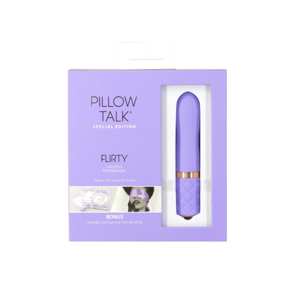 Розкішний вібратор Pillow Talk Flirty Purple Special Edition, Сваровскі, пов’язка на очі+гра