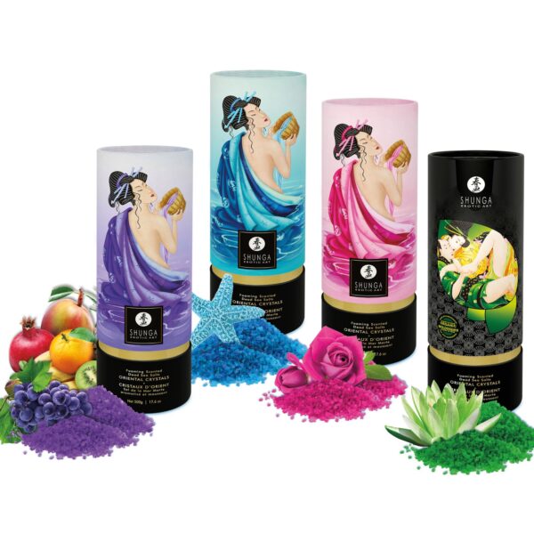 Пінлива сіль для ванни Shunga Dead Sea salt Oriental Crystals — Rose Petal (500 г), сіль Мертвого мо