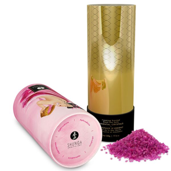 Пінлива сіль для ванни Shunga Dead Sea salt Oriental Crystals — Rose Petal (500 г), сіль Мертвого мо