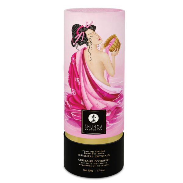 Пінлива сіль для ванни Shunga Dead Sea salt Oriental Crystals — Rose Petal (500 г), сіль Мертвого мо