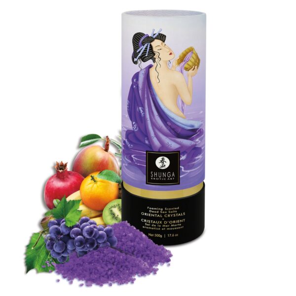 Пінлива сіль для ванни Shunga Dead Sea salt Oriental Crystals — Exotic Fruits (500 г), сіль Мертвого