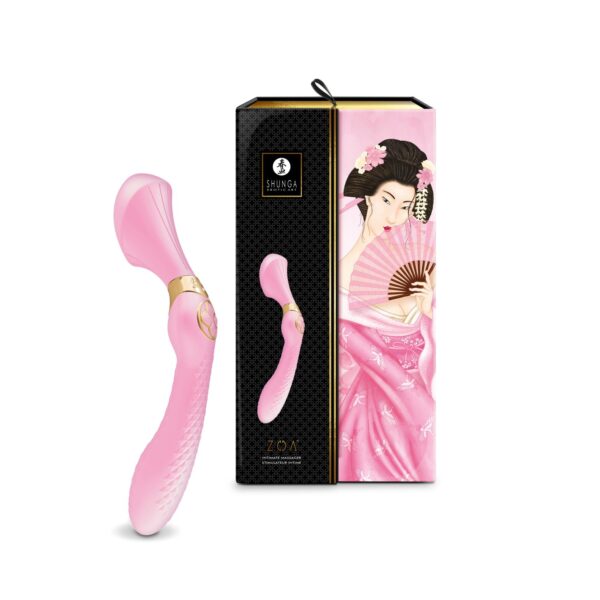 Вібромасажер Shunga Zoa Light Pink, двосторонній