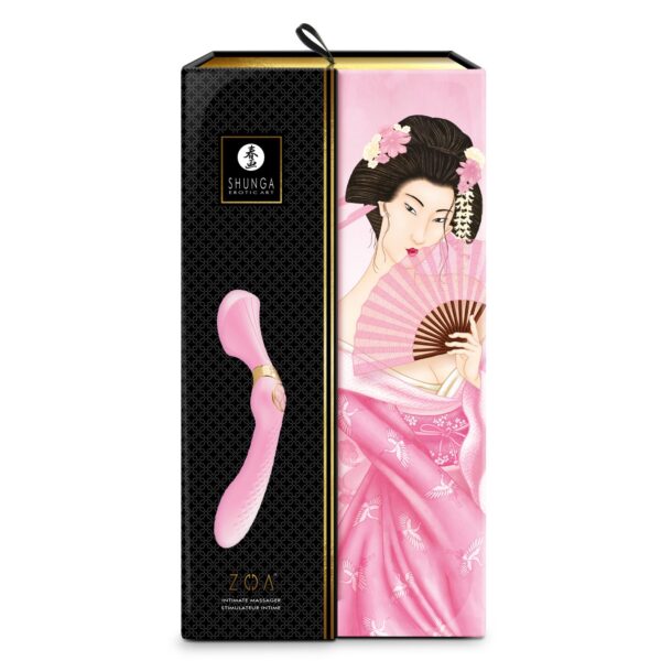 Вібромасажер Shunga Zoa Light Pink, двосторонній