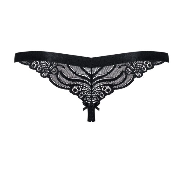 Мереживні танги з доступом Obsessive 828-THC-1 crotchless thong S/M, чорні