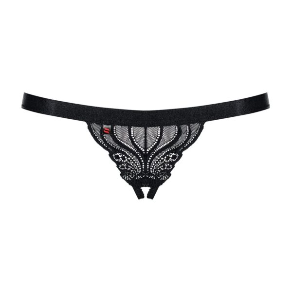 Мереживні танги з доступом Obsessive 828-THC-1 crotchless thong S/M, чорні