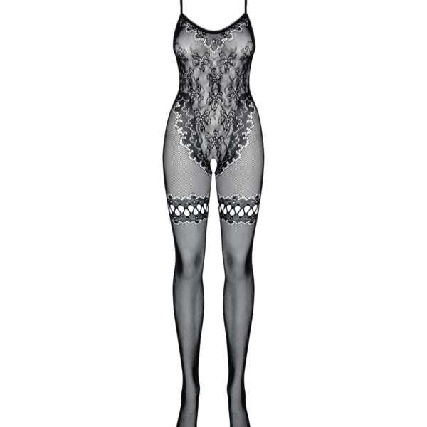 Бодистокинг Obsessive Bodystocking F213 XL/XXL, имитация кружевного боди и резинки для чулок