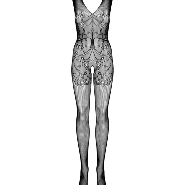 Бодістокінг Obsessive Bodystocking F234 S/M/L, абстрактний малюнок, глибоке декольте