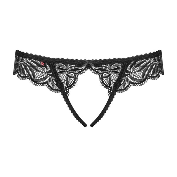 Мереживні танга з доступом Obsessive Contica crothchles thong L/XL, чорні