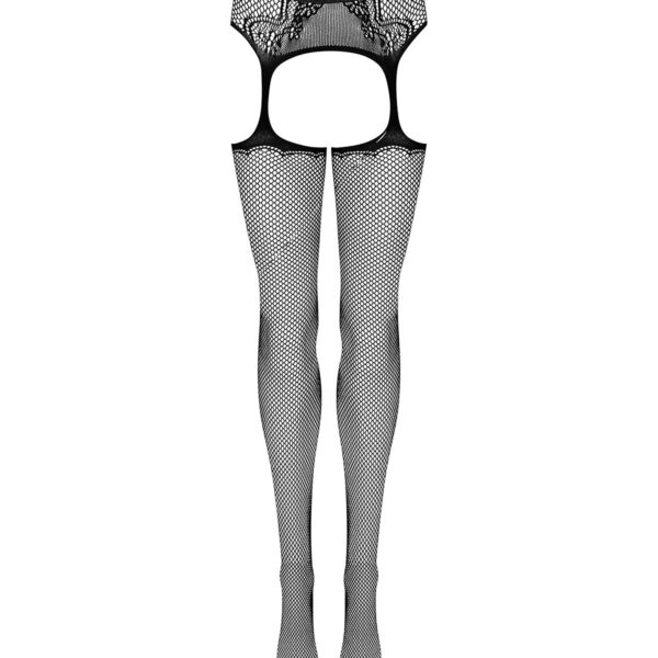 Сітчасті панчохи-стокінги з візерунком на сідницях Obsessive Garter stockings S232 S/M/L, чорні, імі