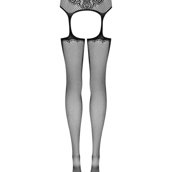 Сітчасті панчохи-стокінги з візерунком на сідницях Obsessive Garter stockings S232 S/M/L, чорні, імі