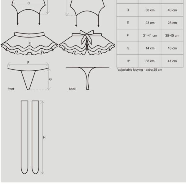 Еротичний костюм покоївки зі спідницею Obsessive Housemaid 5 pcs costume L/XL, чорно-білий, топ з пі