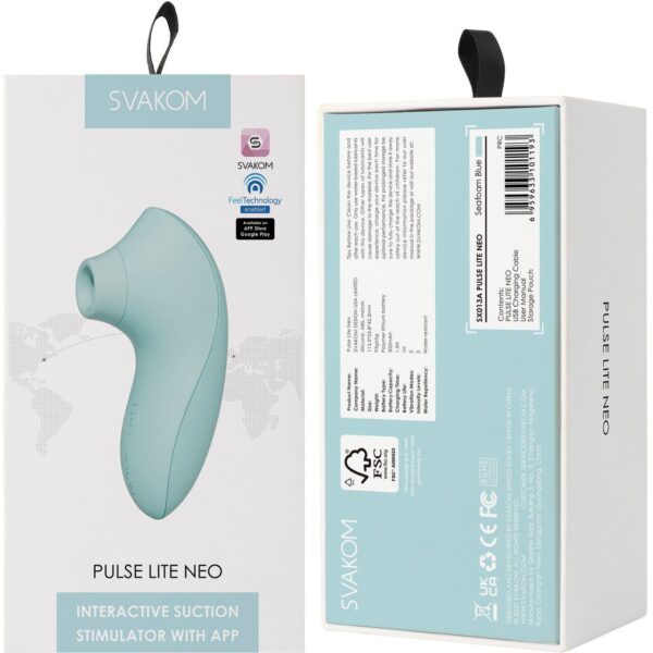 Вакуумний стимулятор Svakom Pulse Lite Neo Seafoam Blue, керується зі смартфона