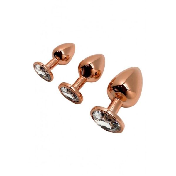 Металева анальна пробка Wooomy Tralalo Rose Gold Metal Plug Size M, діаметр 3,4 см, довжина 8 см