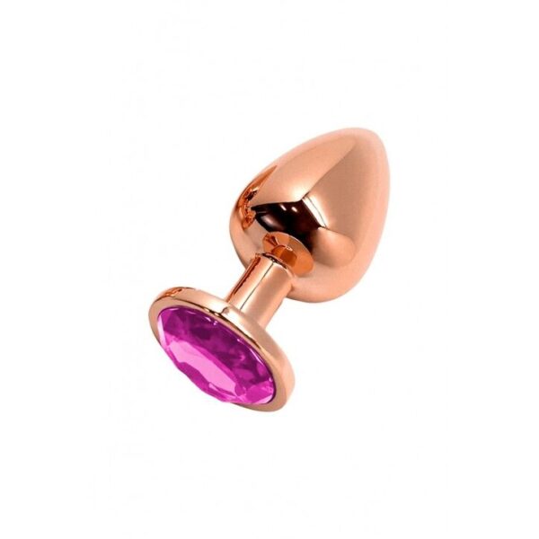 Металева анальна пробка Wooomy Tralalo Rose Gold Metal Plug Magenta S, діаметр 2,8 см, довжина 7 см