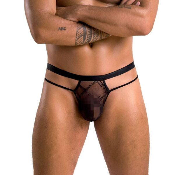 Чоловічі прозорі стринги Passion 029 Thong Collin L/XL Black, сітка