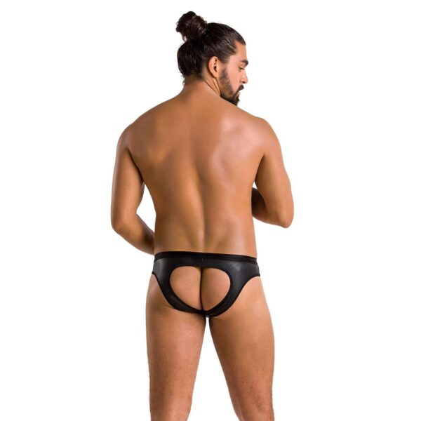 Чоловічі сліпи з вирізами Passion 041 Slip Joe XXL/XXXL Black, екошкіра, відкриті сідниці