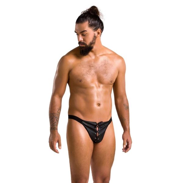 Чоловічі сліпи на шнурівці Passion 044 Slip Ben XXL/XXXL Black, екошкіра, люверси