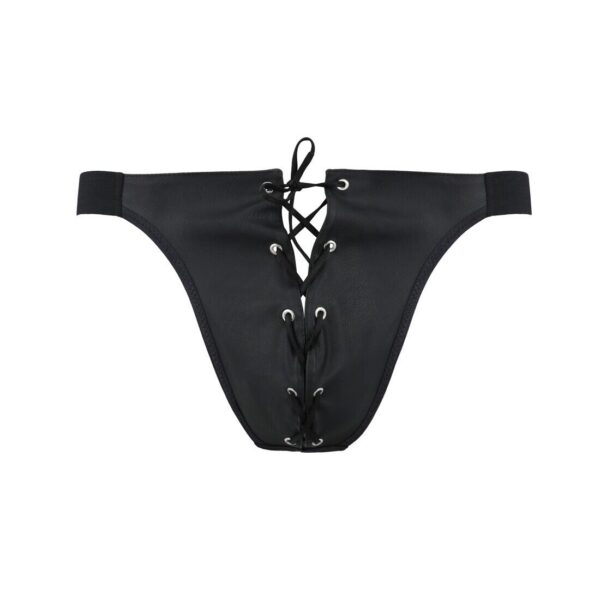 Чоловічі сліпи на шнурівці Passion 044 Slip Ben XXL/XXXL Black, екошкіра, люверси