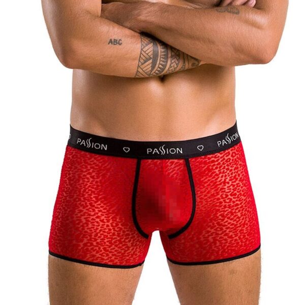 Чоловічі прозорі боксери Passion 046 Short Parker S/M Red, сітка, під леопард