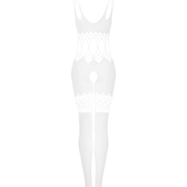 Сітчастий бодістокінг з імітацією топа та шортів Obsessive Bodystocking G330 S/M/L, white, з доступо