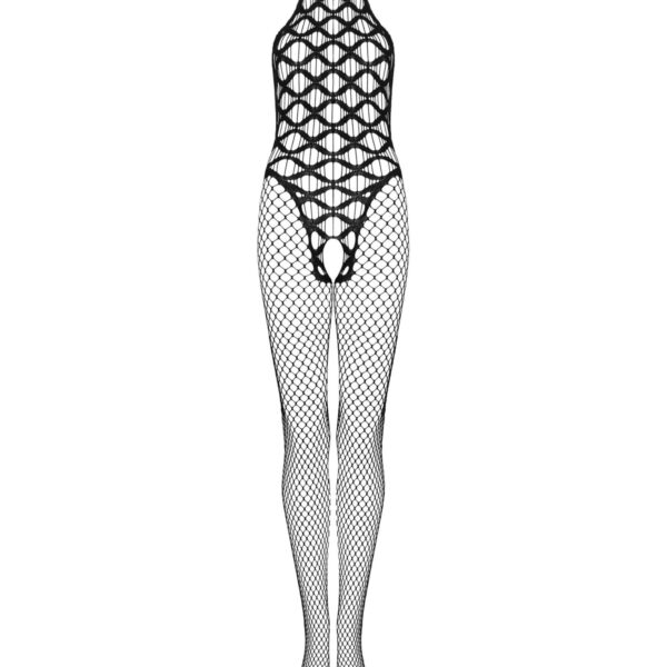 Сітчастий бодістокінг з імітацією боді Obsessive Bodystocking G332 S/M/L, black, з доступом