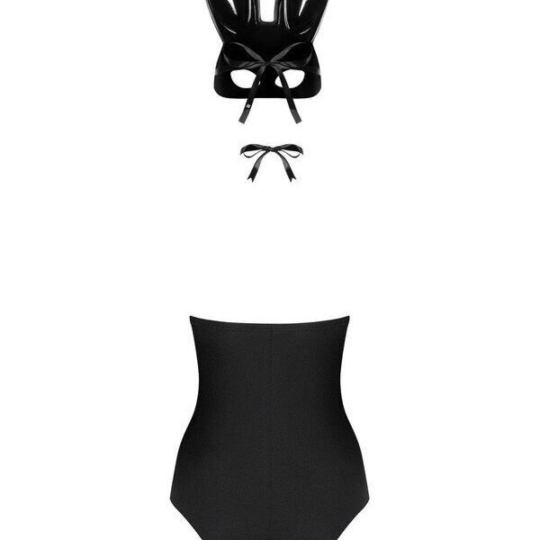 Еротичний костюм кролика Obsessive Bunny costume S/M, black, боді, чокер, гартери, панчохи, маска