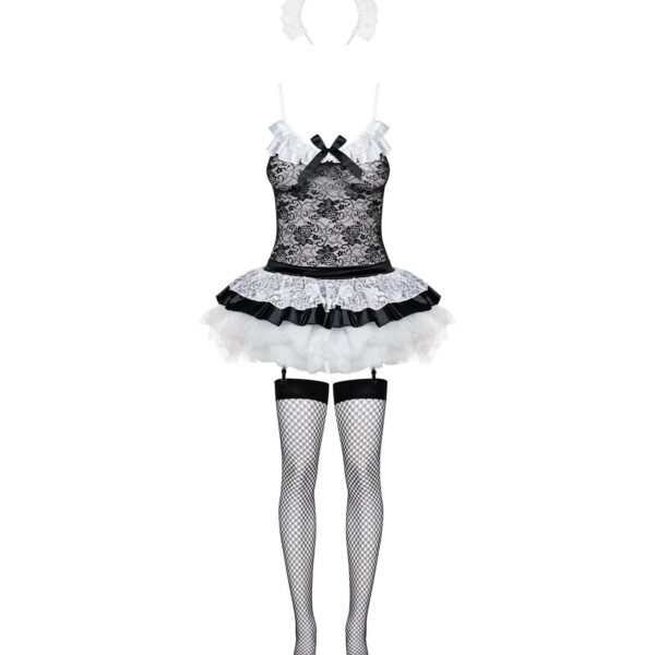 Еротичний костюм покоївки зі спідницею Obsessive Housemaid 5 pcs costume S/M, black, топ, спідниця,