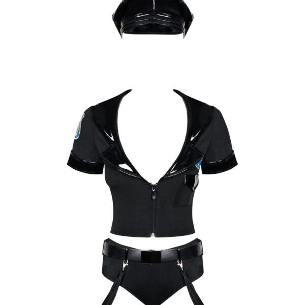 Еротичний костюм поліцейського Obsessive Police set S/M, black, топ, шорти, кепка, пояс, портупея