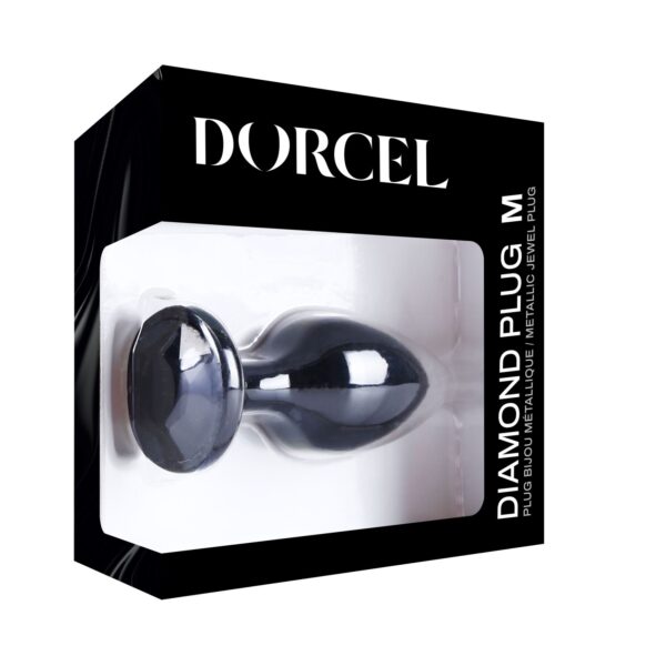 Металева анальна пробка з кристалом Dorcel Diamond Plug Black M