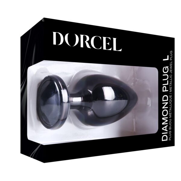 Металева анальна пробка з кристалом Dorcel Diamond Plug Black L